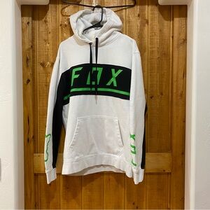Men’s White Green Black Fox Racing Pullover Hoodie Size XL